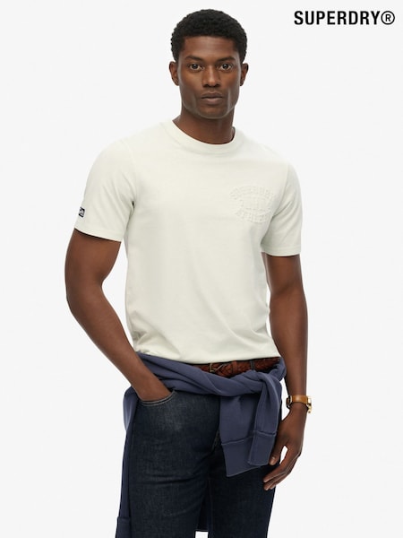 Superdry Cream Athletic Embossed Relaxed T-Shirt (Y10826) | 134 QAR