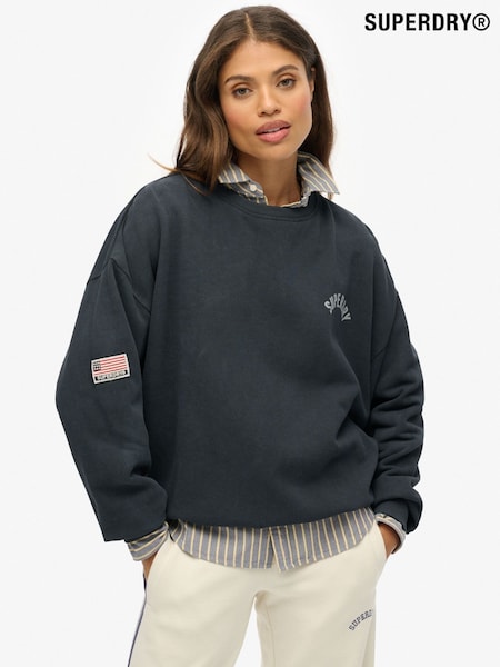Superdry Blue Athletic Essentials Printed Crew Neck Sweatshirt (Y10827) | €68