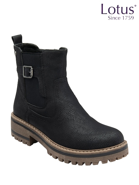 Lotus Black Casual Ankle Boots (Y10892) | €86