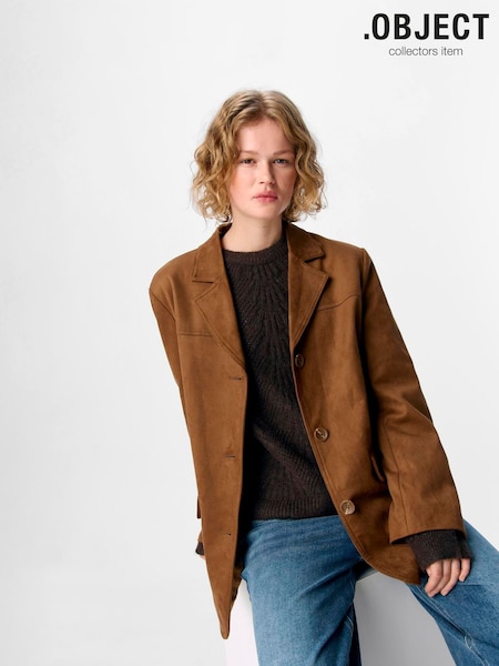 OBJECT Brown Faux Suede Blazer (Y10965) | €95