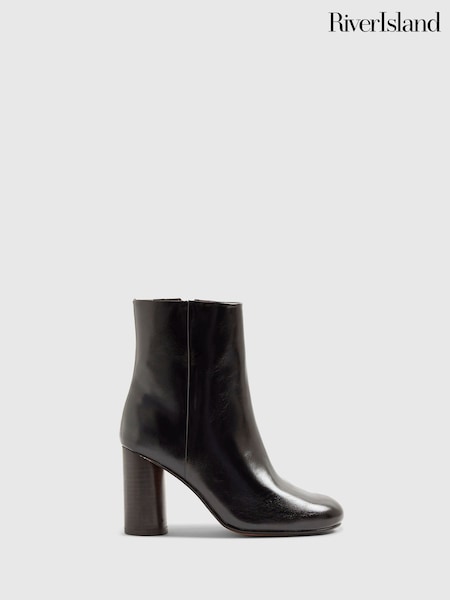 River Island Black Round Heeled Ankle Boots (Y11251) | €59