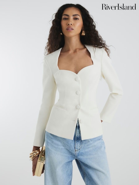 River Island Cream Sweetheart Neckline Blazer (Y11255) | €91