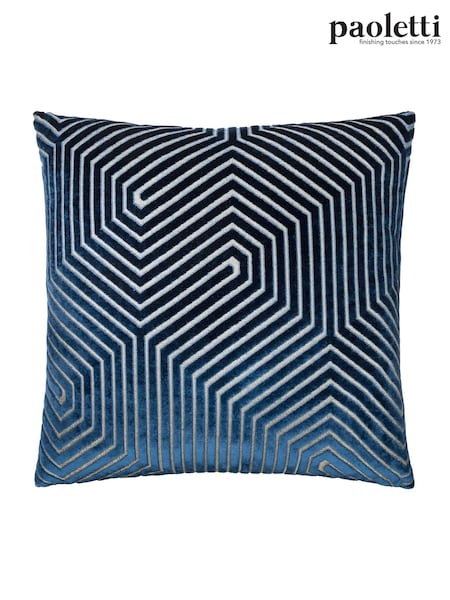 Paoletti Navy Evoke Cut Velvet Cushion (Y11262) | 129 QAR