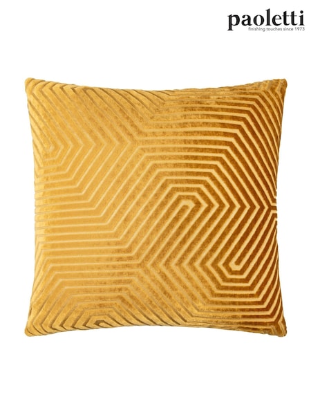 Paoletti Gold Evoke Cut Velvet Cushion (Y11268) | 129 QAR