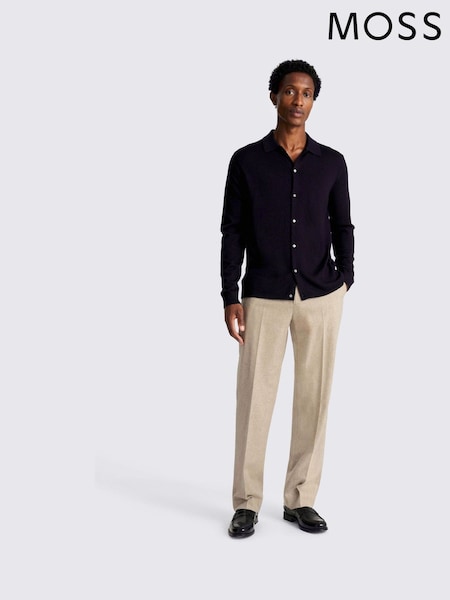 MOSS Oatmeal Natural Flannel Wide Leg Trousers (Y11277) | 670 LEI
