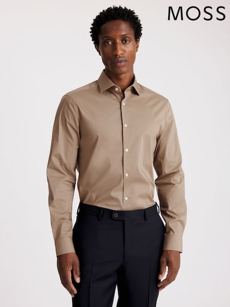 MOSS Slim Fit Natural Straw Stretch Shirt (Y11285) | R$ 345