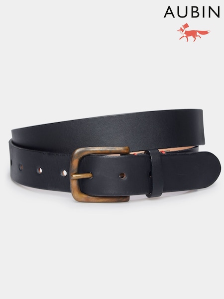Black - Regular Aubin Thorn Leather Black Belt