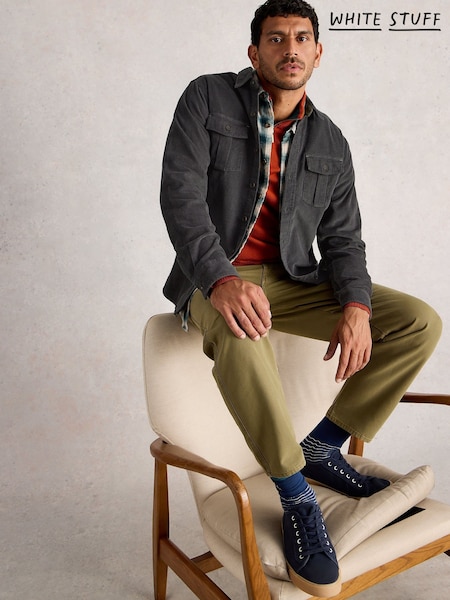 White Stuff Grey Griffin Cord Shirt (Y11464) | 318 QAR