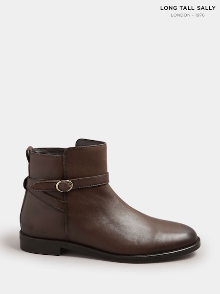 Long Tall Sally Brown Flat Leather Ankle Boots (Y11789) | R$ 830