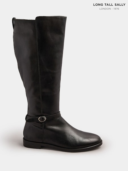 Long Tall Sally Black Knee High Leather Riding Boots (Y11800) | R$ 1.235