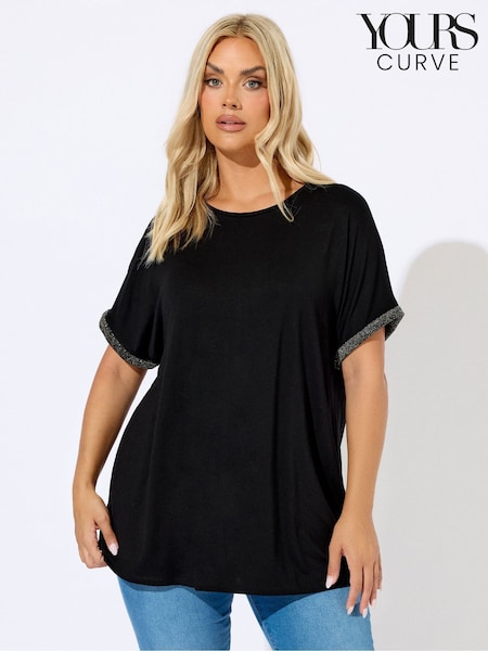 Yours Curve Shimmer Cuff Detail Top (Y11819) | R$ 235