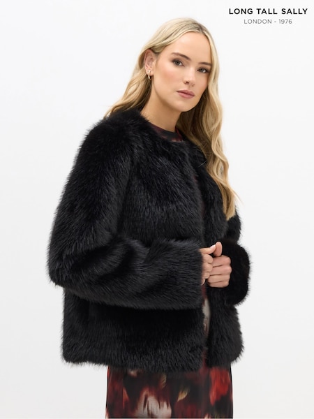Long Tall Sally Black Faux Fur Jacket (Y11840) | €111