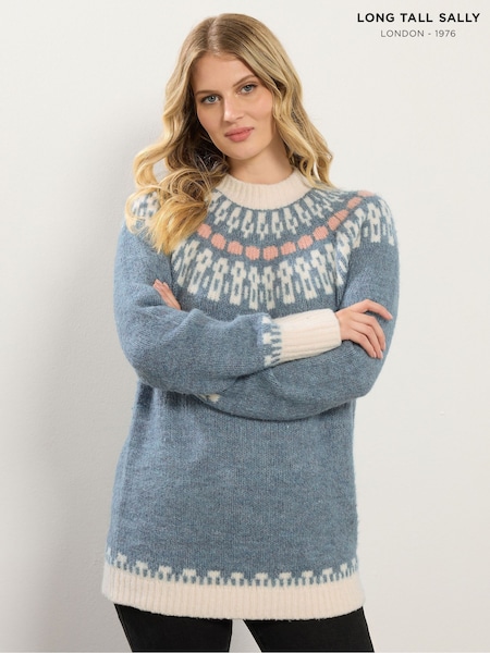 Long Tall Sally Blue Fairisle Jumper (Y11852) | €52