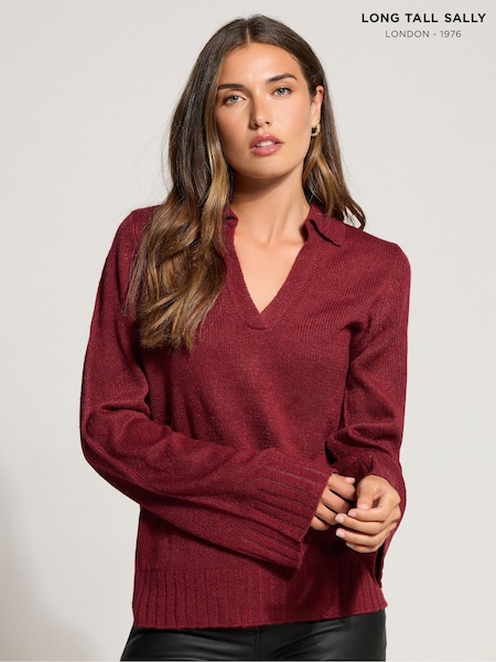 Long Tall Sally Red Collar Ladder Trim Jumper (Y11853) | €51