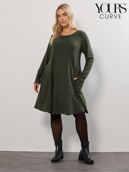 Yours Curve Drape Pocket Dress (Y11857) | R$ 335