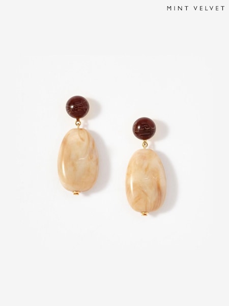 Mint Velvet Cream Resin Drop Earrings (Y11926) | €38