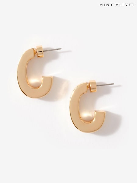 Mint Velvet Gold Tone Curved Earrings (Y11946) | €31