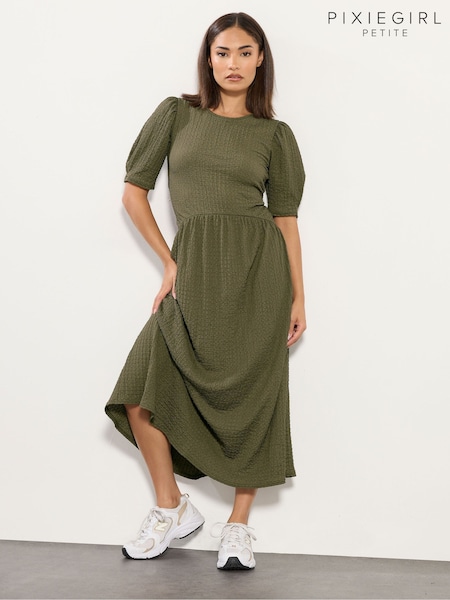 PixieGirl Petite Green Textured Midi Dress (Y11978) | €50