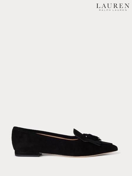 Lauren Ralph Lauren Black Londyn Sheep-Suede Kiltie Ballet Flats (Y12023) | €260
