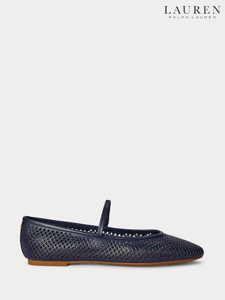Lauren Ralph Lauren Blue Jayna Mesh Mary Jane Ballet Flats (Y12028) | €223
