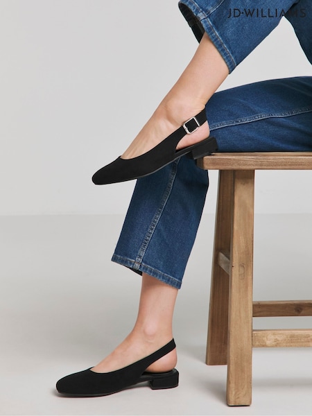 JD Williams Black Low Block Heel Slingback Shoes (Y12078) | €45