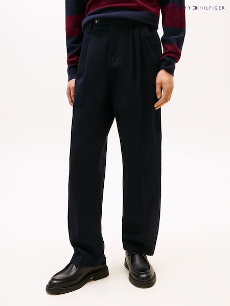 Tommy Hilfiger Blue Smart Casual Relaxed Pressed Crease Trousers (Y12122) | €212