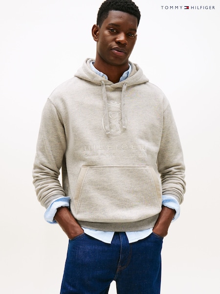 Tommy Hilfiger Grey Varsity Crest Relaxed Fleece Hoodie (Y12129) | €212