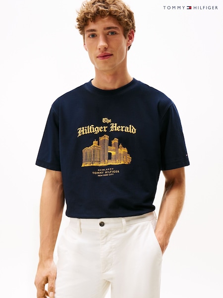Tommy Hilfiger Blue Graphic Relaxed Crew Neck T-Shirt (Y12130) | AED379