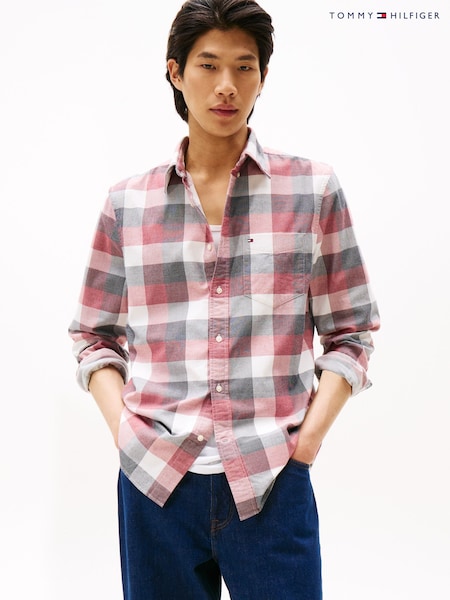 Tommy Hilfiger Red Regular Fit Corduroy Check Shirt (Y12149) | 495 QAR