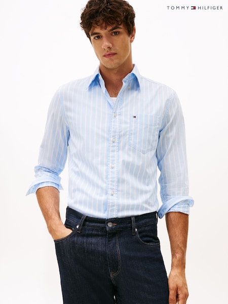 Tommy Hilfiger Blue Flex Regular Fit Stripe Shirt (Y12152) | €113