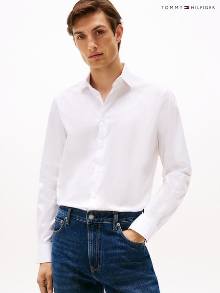 Tommy Hilfiger White Smart Casual Flex Slim Fit Shirt (Y12159) | 445 QAR