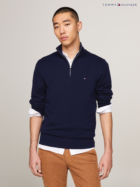 Tommy Hilfiger Blue Half-Zip Jumper With Cashmere (Y12160) | R$ 1.285