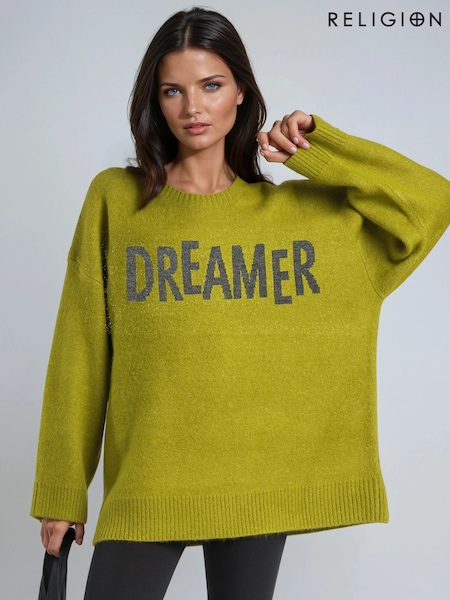 Religion Oversized Dreamer Jumper In Soft Yarn With Large Slogan (Y12167) | 125 €