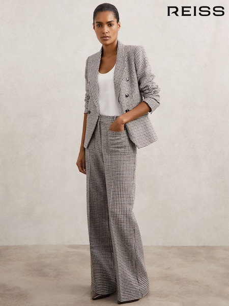 Reiss Navy Neutral Check Evie Trousers (Y12404) | €235