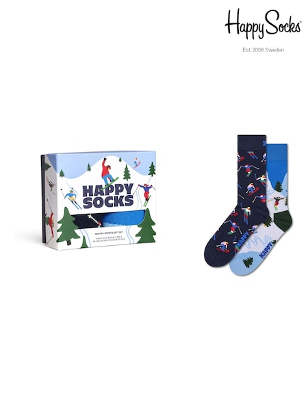 Happy Socks White 2 Pack Winter Sports Socks Gift Set (Y12478) | AED116