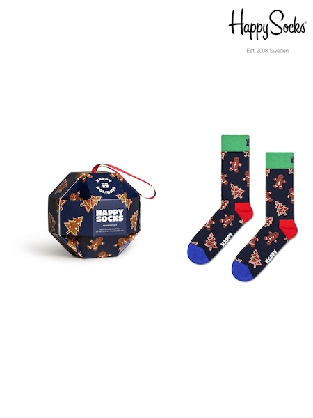 Happy Socks Blue 1 Pack Gingerbread Cookies Socks Gift Set (Y12481) | AED87