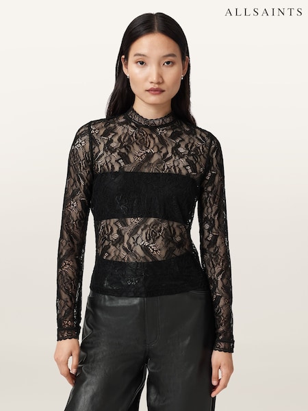 AllSaints Black Aria Lace Top (Y12557) | €101