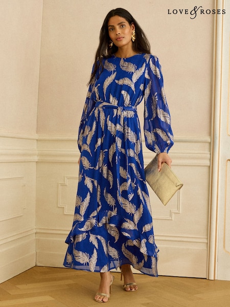 Love & Roses EID Crew Neck Maxi Dress (Y12652) | ‏426 د.إ.‏