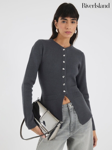 River Island Grey Button up Cardigan (Y12725) | €55