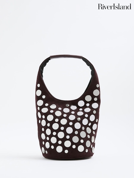 River Island Red Studded Suedette Bucket Bag (Y12749) | €56