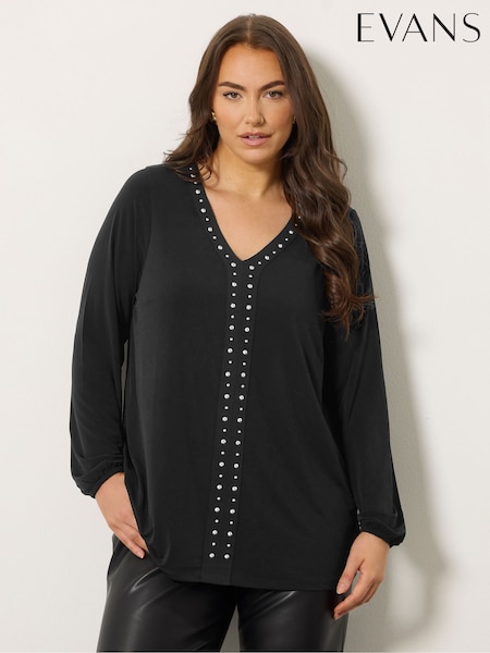 Evans Studded Jersey Top (Y12753) | €45