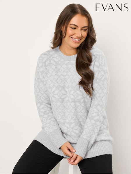 Evans Grey Fairlisle Pattern Jumper (Y12754) | €55