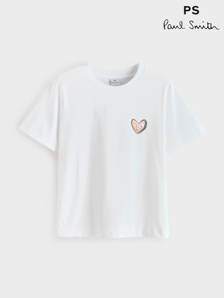 PS Paul Smith White Swirl Heart Graphic T-Shirt (Y12766) | AED466