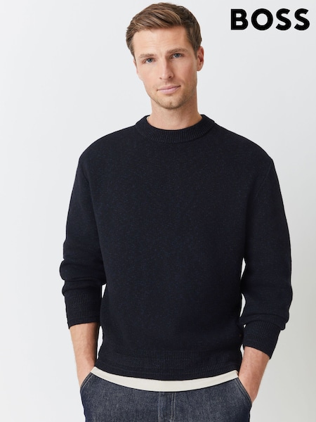 Negru - BOSS Kokoage Regular-Fit Knitted Jumper (Y12864) | 1,408 LEI