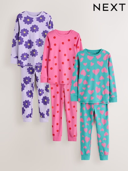 Pink/Turq Stampy Print - Snuggle Pyjamas 3 Pack (9mths-12yrs) (Y12873) | ‏137 ر.س.‏ - ‏185 ر.س.‏
