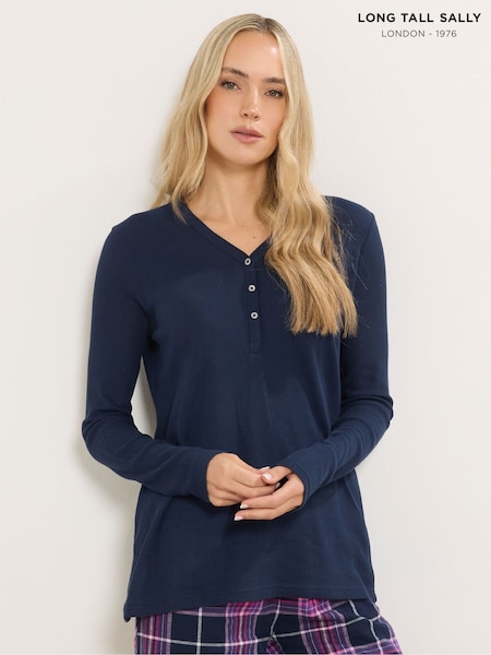 Long Tall Sally Navy Blue Long Sleeve Waffle Pyjamas Top (Y12881) | €20