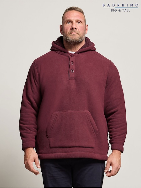 BadRhino Big & Tall Red Button Neck Borg Line Hoodie (Y12917) | R$ 445