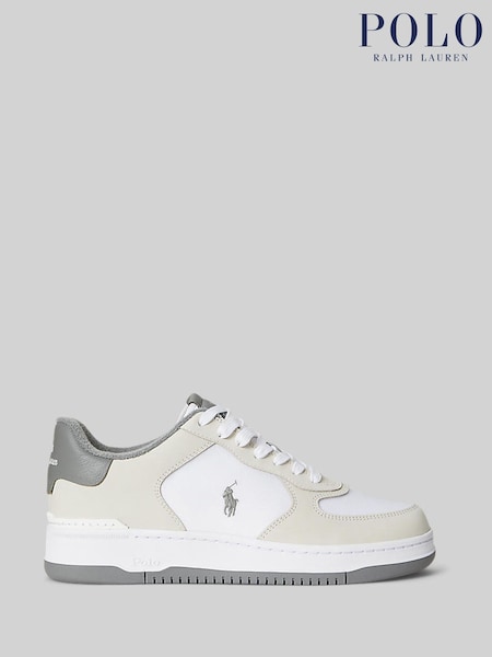 Polo Ralph Lauren White/Grey Masters Court Leather Trainers (Y12988) | Mex$4.350