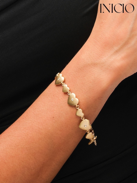 Inicio Gold Tone Brushed Heart and Crystal Bracelet (Y12989) | €40