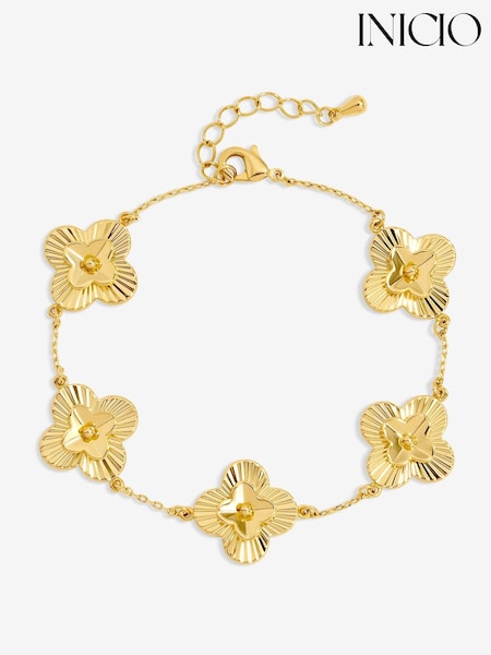 Inicio Gold Tone Diamond Cut Clover Station Bracelet (Y12995) | €37